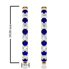 5/8 CT Sapphire Diamond Eternity Hoop Earrings