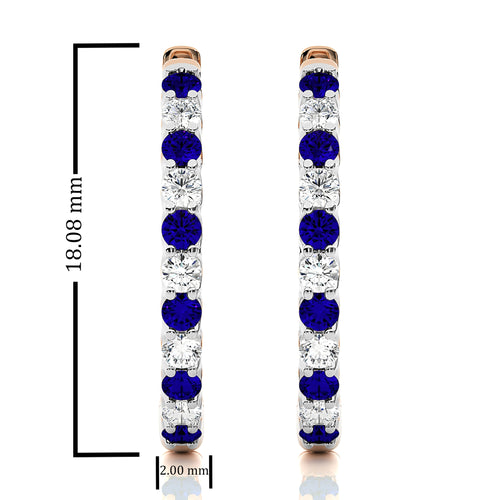 5/8 CT Sapphire Diamond Eternity Hoop Earrings