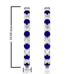 5/8 CT Sapphire Diamond Eternity Hoop Earrings