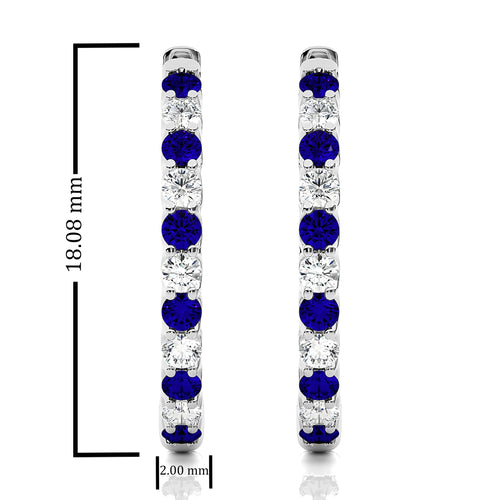 5/8 CT Sapphire Diamond Eternity Hoop Earrings