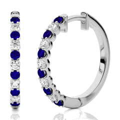 5/8 CT Sapphire Diamond Eternity Hoop Earrings