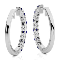 5/8 CT Sapphire Diamond Eternity Hoop Earrings