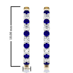 5/8 CT Sapphire Diamond Eternity Hoop Earrings