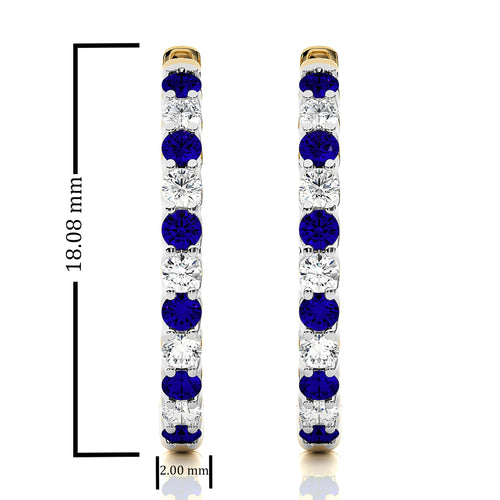 5/8 CT Sapphire Diamond Eternity Hoop Earrings