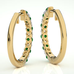 1/2 CT Emerald Diamond Eternity Hoop Earrings