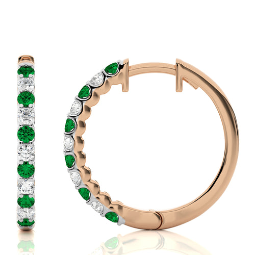 1/2 CT Emerald Diamond Eternity Hoop Earrings