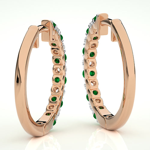 1/2 CT Emerald Diamond Eternity Hoop Earrings