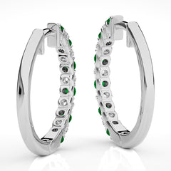 1/2 CT Emerald Diamond Eternity Hoop Earrings
