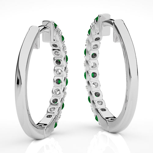 1/2 CT Emerald Diamond Eternity Hoop Earrings