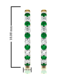 1/2 CT Emerald Diamond Eternity Hoop Earrings