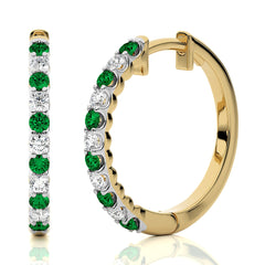 1 CT. Ruby Diamond Eternity Hoop Earrings