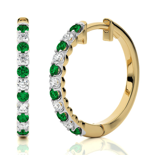 1 CT. Ruby Diamond Eternity Hoop Earrings