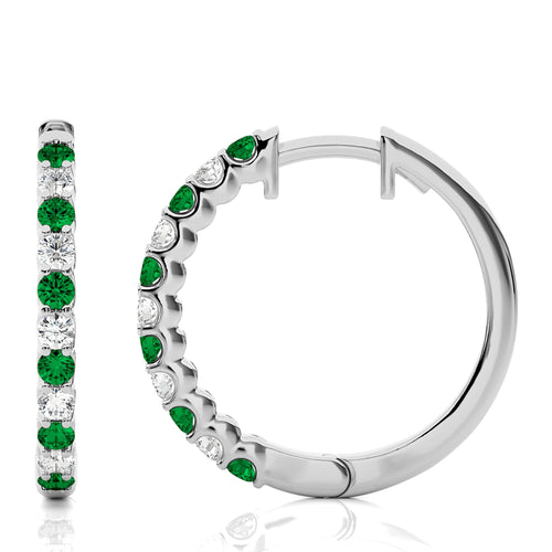 1/2 CT Emerald Diamond Eternity Hoop Earrings