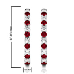 1/2 CT Ruby Diamond Eternity Hoop Earrings
