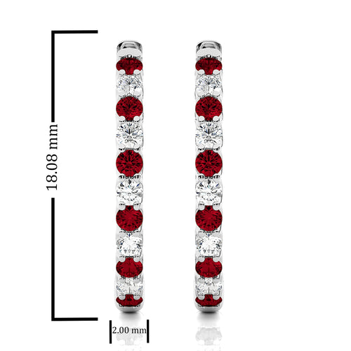 1/2 CT Ruby Diamond Eternity Hoop Earrings