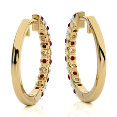 1/2 CT Ruby Diamond Eternity Hoop Earrings