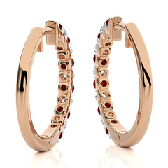 1/2 CT Ruby Diamond Eternity Hoop Earrings