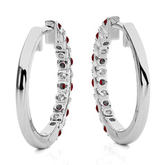 1/2 CT Ruby Diamond Eternity Hoop Earrings