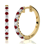 1/2 CT Ruby Diamond Eternity Hoop Earrings