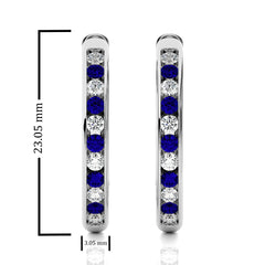 1 CT. Sapphire Diamond Eternity Hoop Earrings