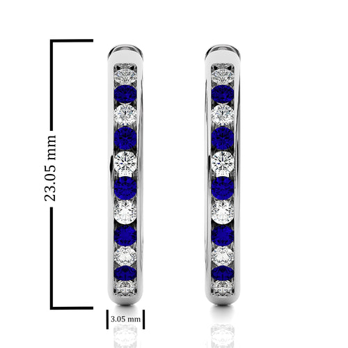 1 CT. Sapphire Diamond Eternity Hoop Earrings