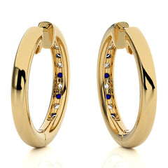 1 CT. Sapphire Diamond Eternity Hoop Earrings