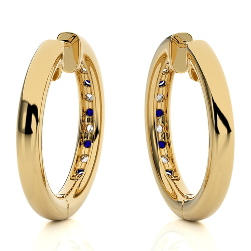 1 CT. Sapphire Diamond Eternity Hoop Earrings