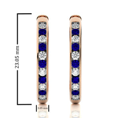 1 CT. Sapphire Diamond Eternity Hoop Earrings