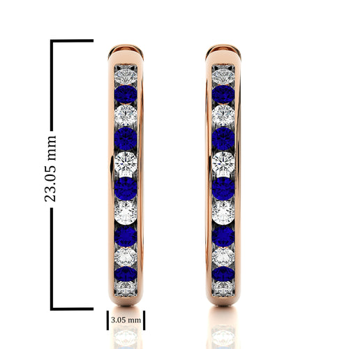 1 CT. Sapphire Diamond Eternity Hoop Earrings