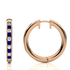 1 CT. Sapphire Diamond Eternity Hoop Earrings