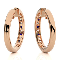 1 CT. Sapphire Diamond Eternity Hoop Earrings