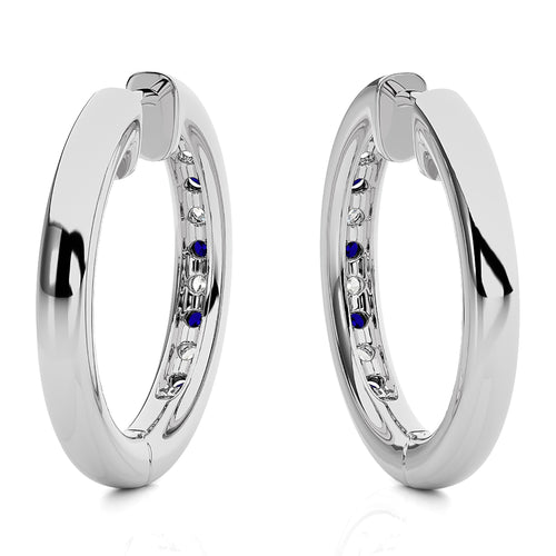 1 CT. Sapphire Diamond Eternity Hoop Earrings