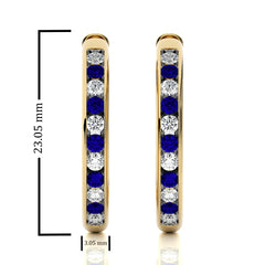 1 CT. Sapphire Diamond Eternity Hoop Earrings