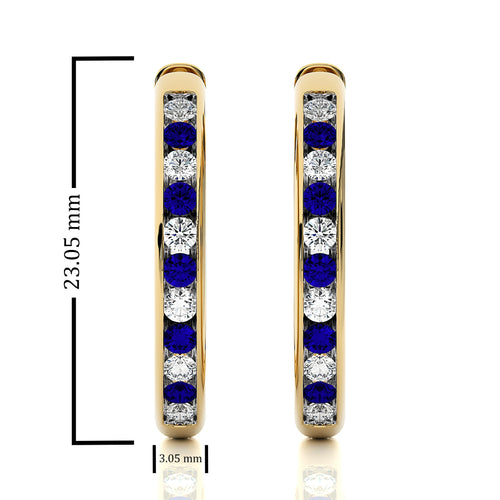 1 CT. Sapphire Diamond Eternity Hoop Earrings