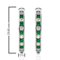 1 CT. Emerald Diamond Eternity Hoop Earrings