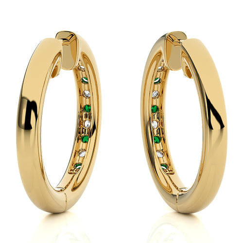 1 CT. Emerald Diamond Eternity Hoop Earrings
