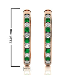 1 CT. Emerald Diamond Eternity Hoop Earrings