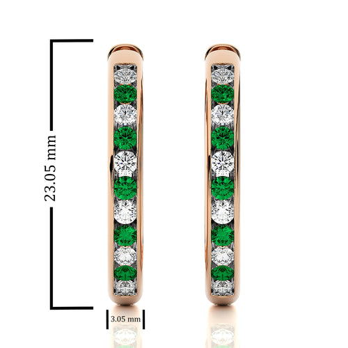 1 CT. Emerald Diamond Eternity Hoop Earrings