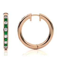 1 CT. Emerald Diamond Eternity Hoop Earrings