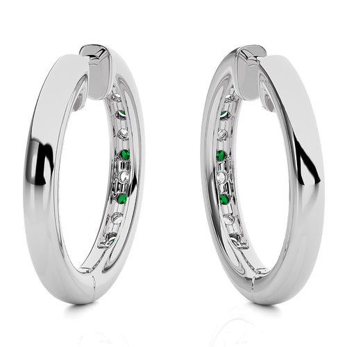 1 CT. Emerald Diamond Eternity Hoop Earrings