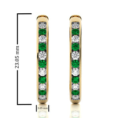 1 CT. Emerald Diamond Eternity Hoop Earrings