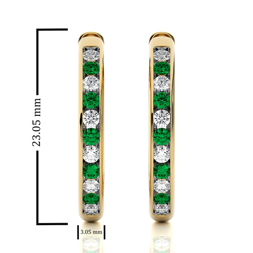 1 CT. Emerald Diamond Eternity Hoop Earrings
