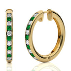 1 CT. Emerald Diamond Eternity Hoop Earrings