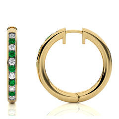 1 CT. Emerald Diamond Eternity Hoop Earrings