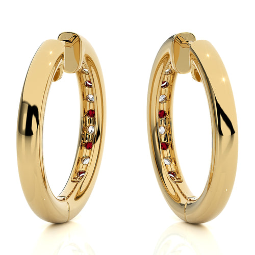 1 CT. Ruby Diamond Eternity Hoop Earrings
