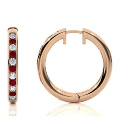 1 CT. Ruby Diamond Eternity Hoop Earrings