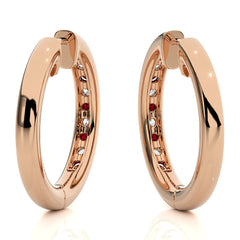 1 CT. Ruby Diamond Eternity Hoop Earrings