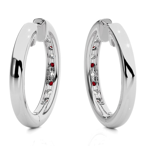 1 CT. Ruby Diamond Eternity Hoop Earrings