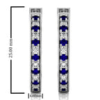 2 CT. Round Natural Diamond and Blue Sapphire Inside Out Hoop Earrings