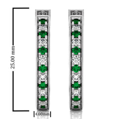 1 3/4 CT. Round Natural Diamond and Emerald Inside Out Hoop Earrings